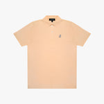 Beige polo shirt with a small logo on a white background