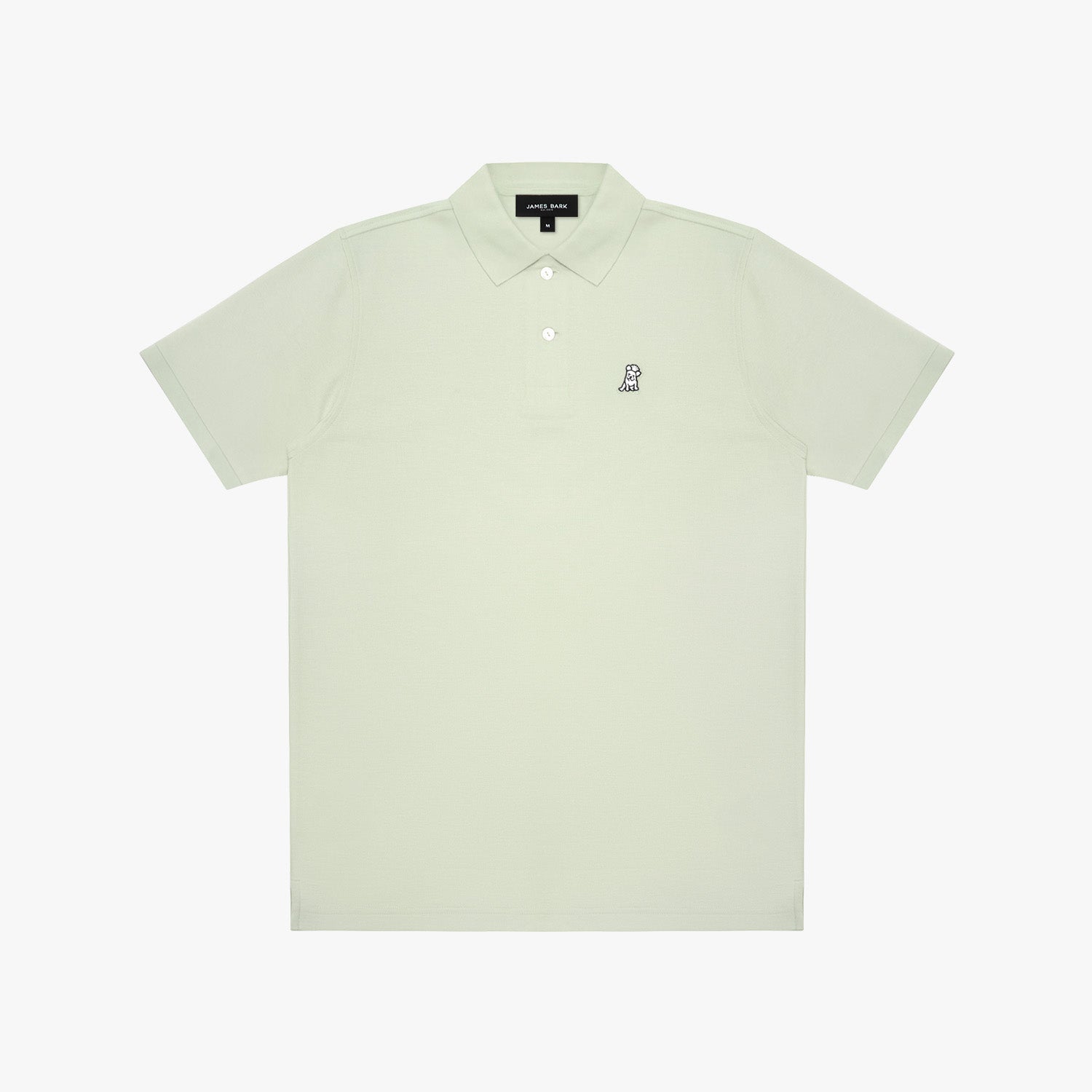 Light green polo shirt with a small logo on a white background