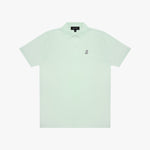 Light green polo shirt with a small logo on a white background