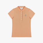 Beige polo shirt with a small logo on a white background