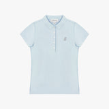 Light blue polo shirt with a small logo on a white background
