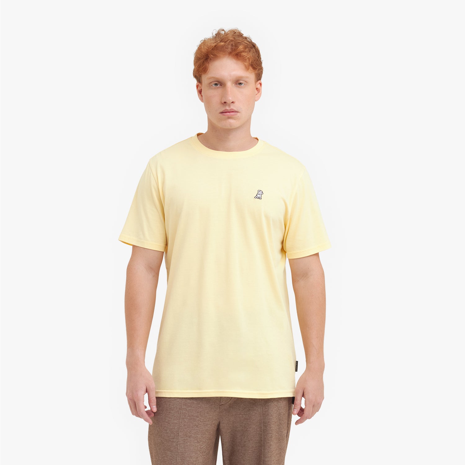 Men's Crew Neck Jersey T-Shirt — Pale Banana/White - JAMES BARK