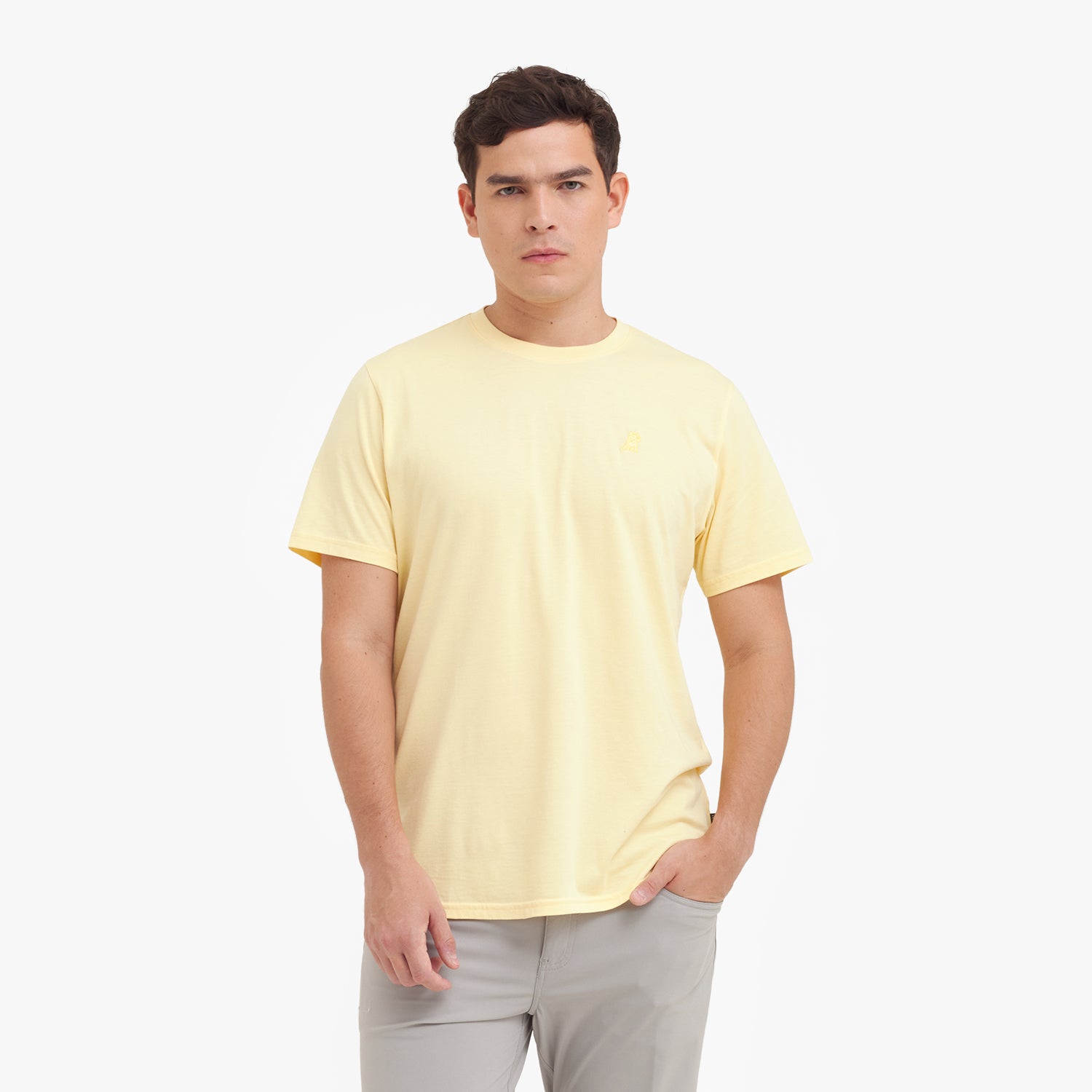 Men's Crew Neck Jersey T-Shirt — Pale Banana/Yellow - JAMES BARK