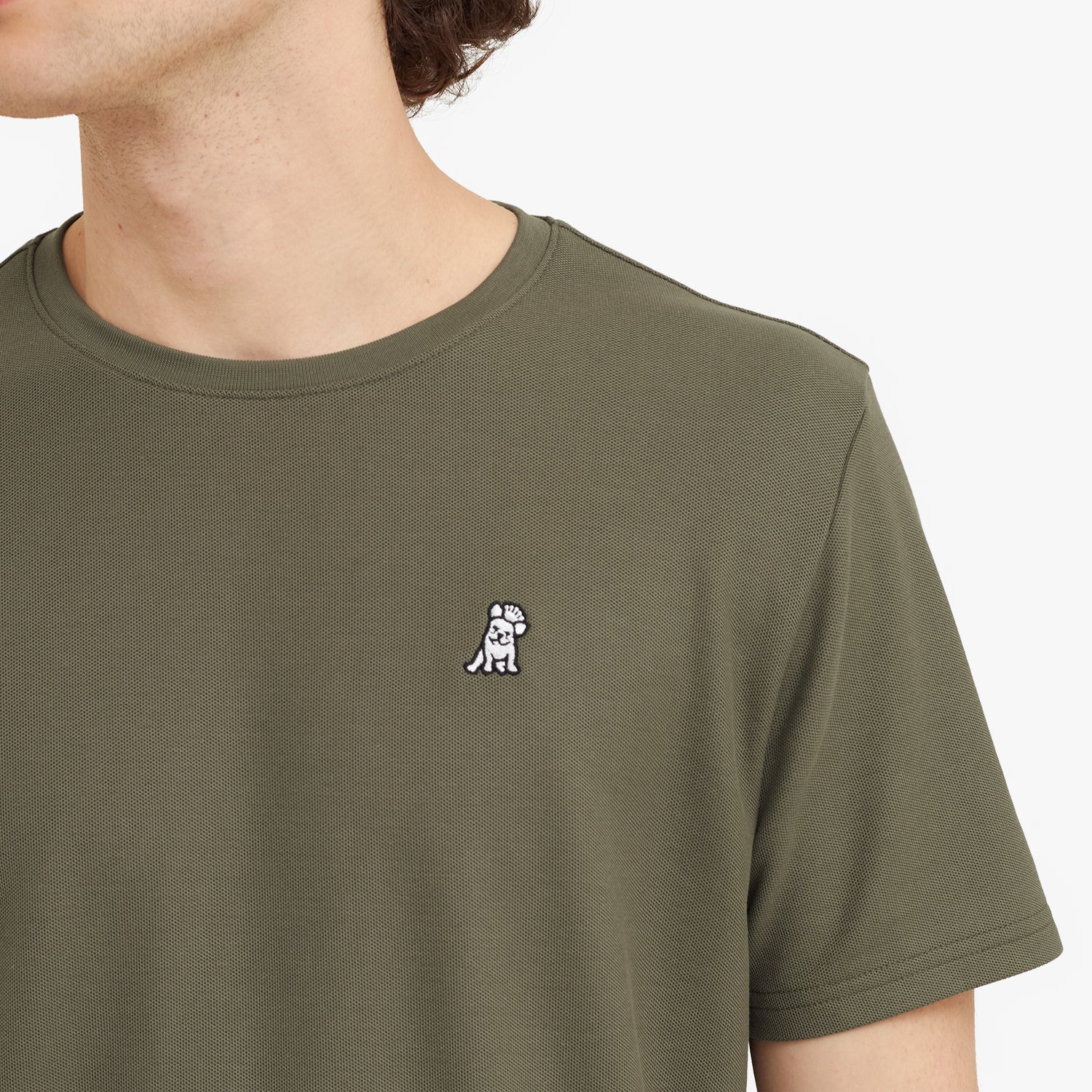 Men's Pique T-Shirt — Burnt Olive/White - JAMES BARK