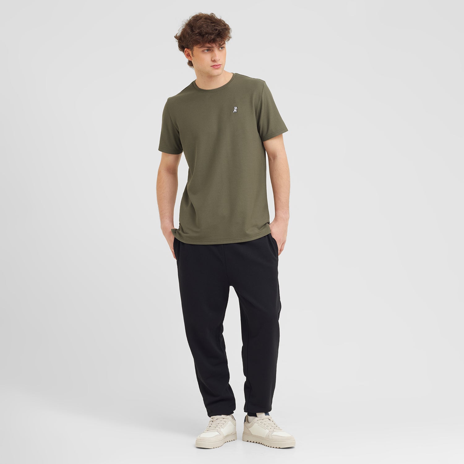 Men's Pique T-Shirt — Burnt Olive/White - JAMES BARK