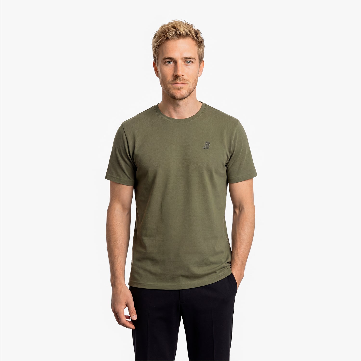 Men's Pique T-Shirt — Burnt Olive/Olive - JAMES BARK
