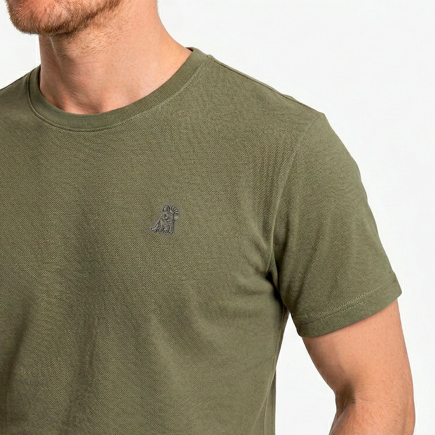 Men's Pique T-Shirt — Burnt Olive/Olive - JAMES BARK