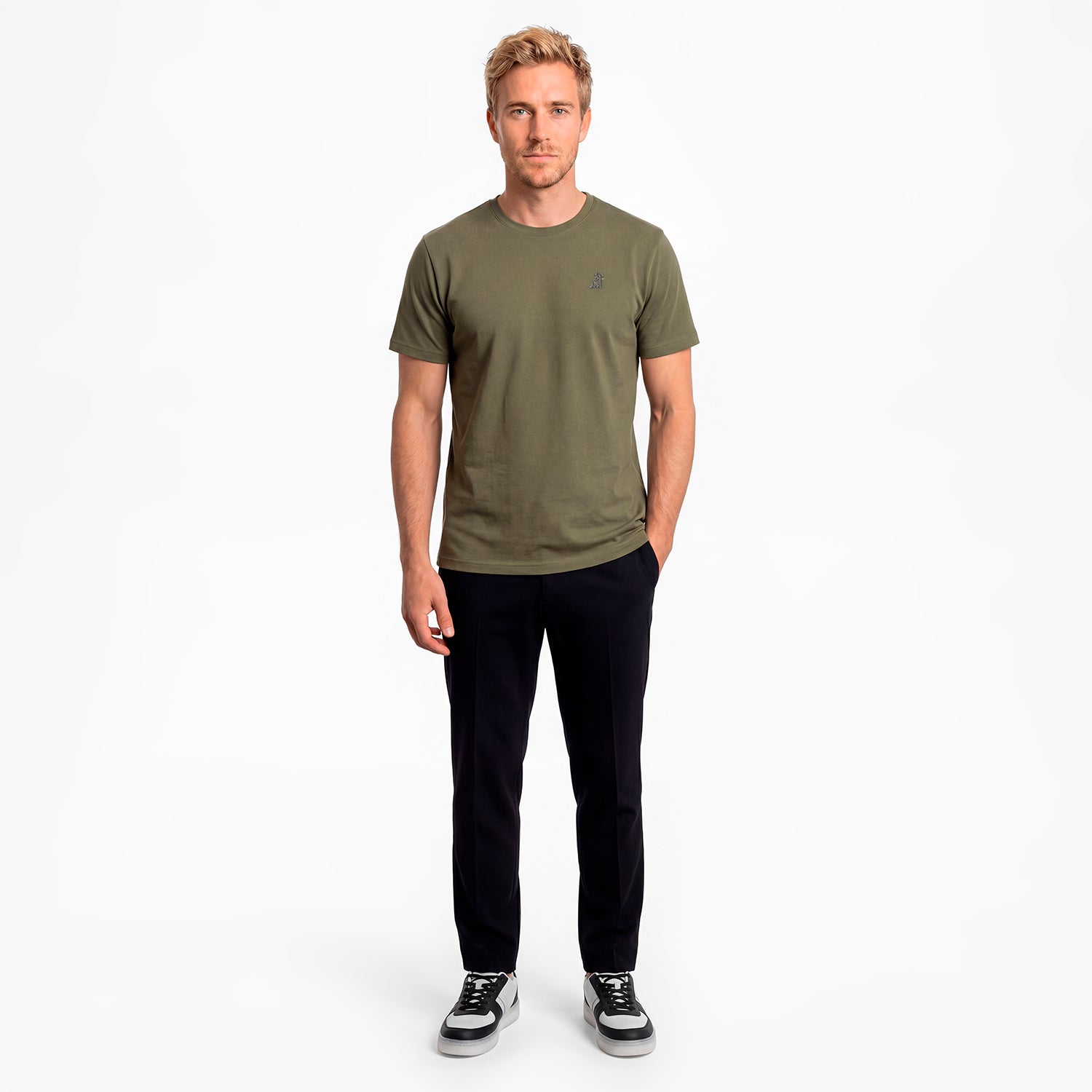 Men's Pique T-Shirt — Burnt Olive/Olive - JAMES BARK