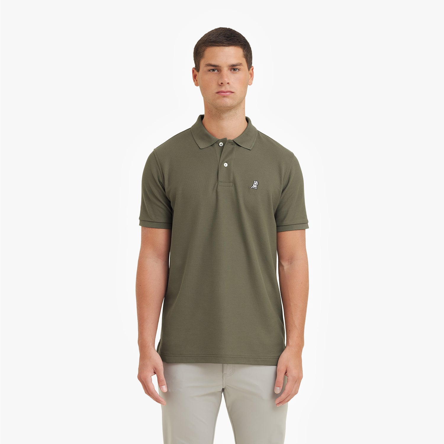 Men's Regular Fit Polo Shirt — Burnt Olive/White - JAMES BARK