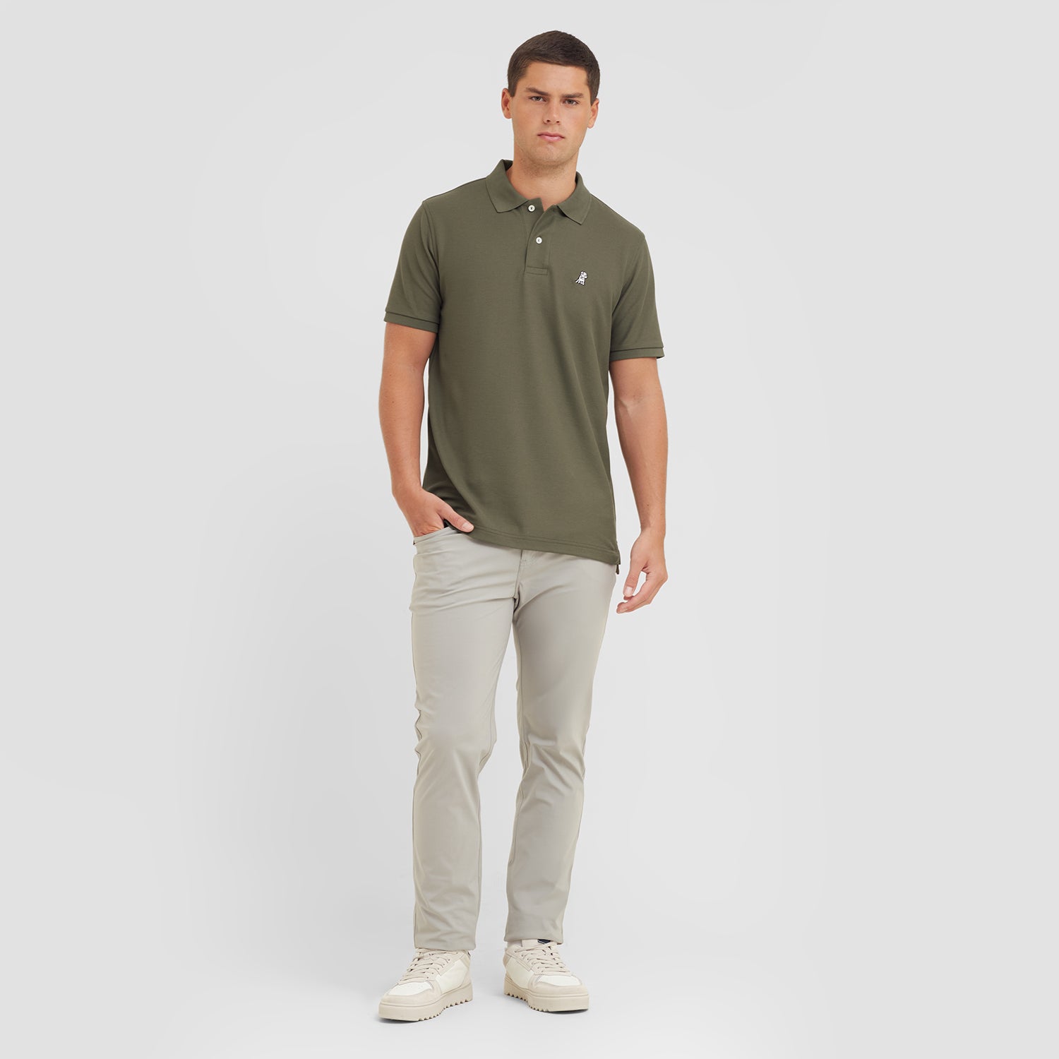 Men's Regular Fit Polo Shirt — Burnt Olive/White - JAMES BARK