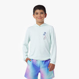 Kids' Hooded Rashguard — Blue Glass - JAMES BARK