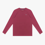 Maroon long-sleeve rashguard on a white background
