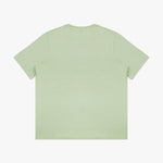 Flat lay of the back of the light green T-shirt.