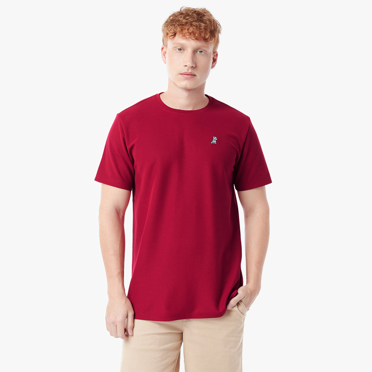 Men's Pique T-Shirt — Chilli Pepper/White
