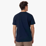 The fourth image displays the back view of the T-shirt, emphasizing its clean, minimalistic design with no visible detailing, maintaining a polished and classic appearance.