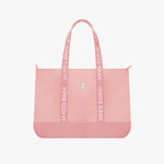 Pink tote bag with 'James Bark' branding on a white background