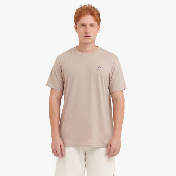 Men's Crew Neck Jersey T-Shirt — Simply Taupe/White | JAMES BARK
