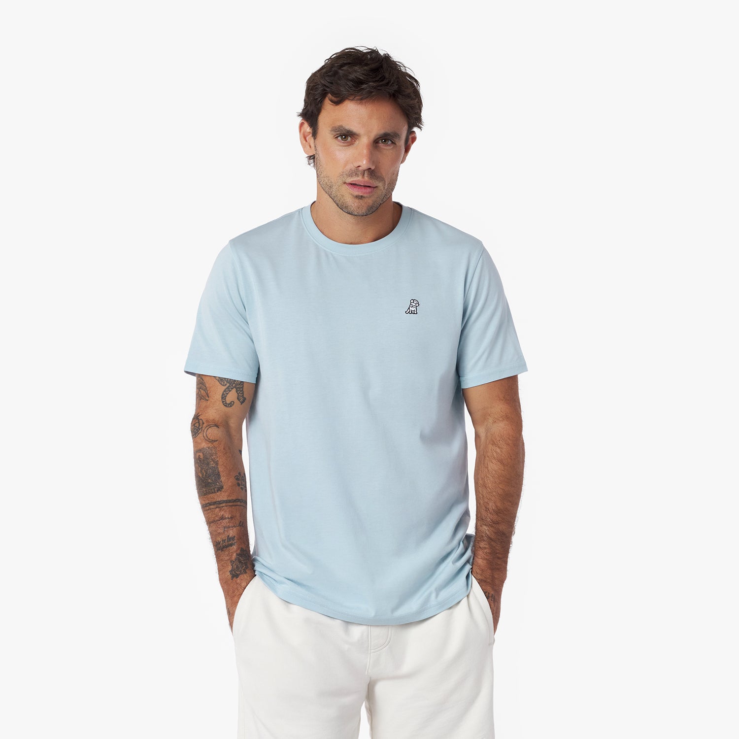 Men's Crew Neck Jersey T-Shirt — Skyway/White - JAMES BARK