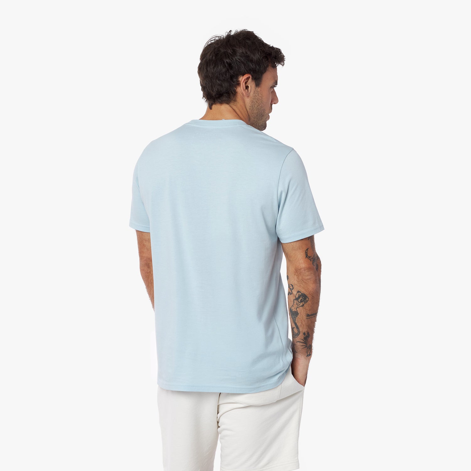 Men's Crew Neck Jersey T-Shirt — Skyway/White - JAMES BARK