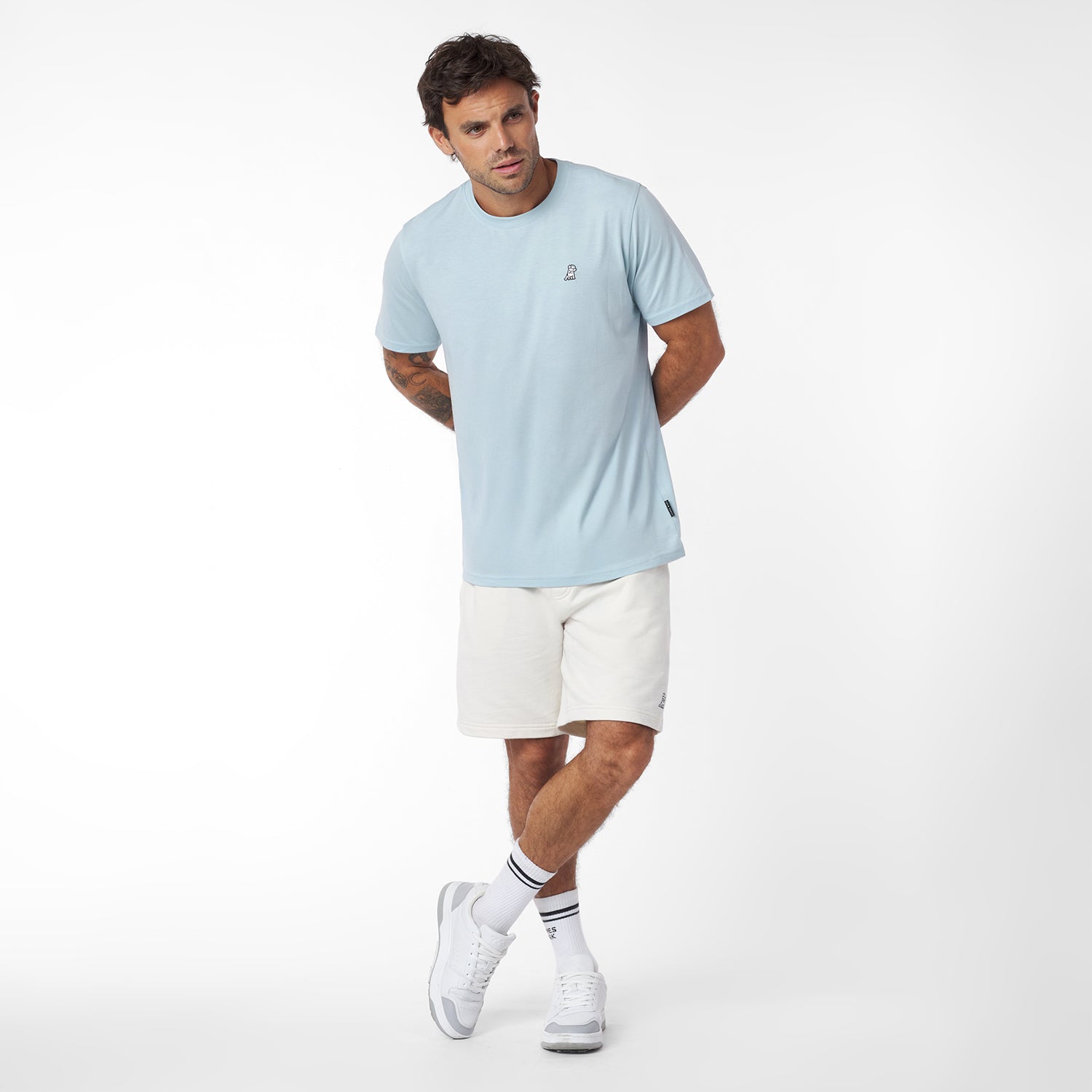 Men's Crew Neck Jersey T-Shirt — Skyway/White - JAMES BARK