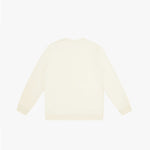 Flat-lay back view of a cream-colored sweatshirt, showcasing a minimalist design with long sleeves