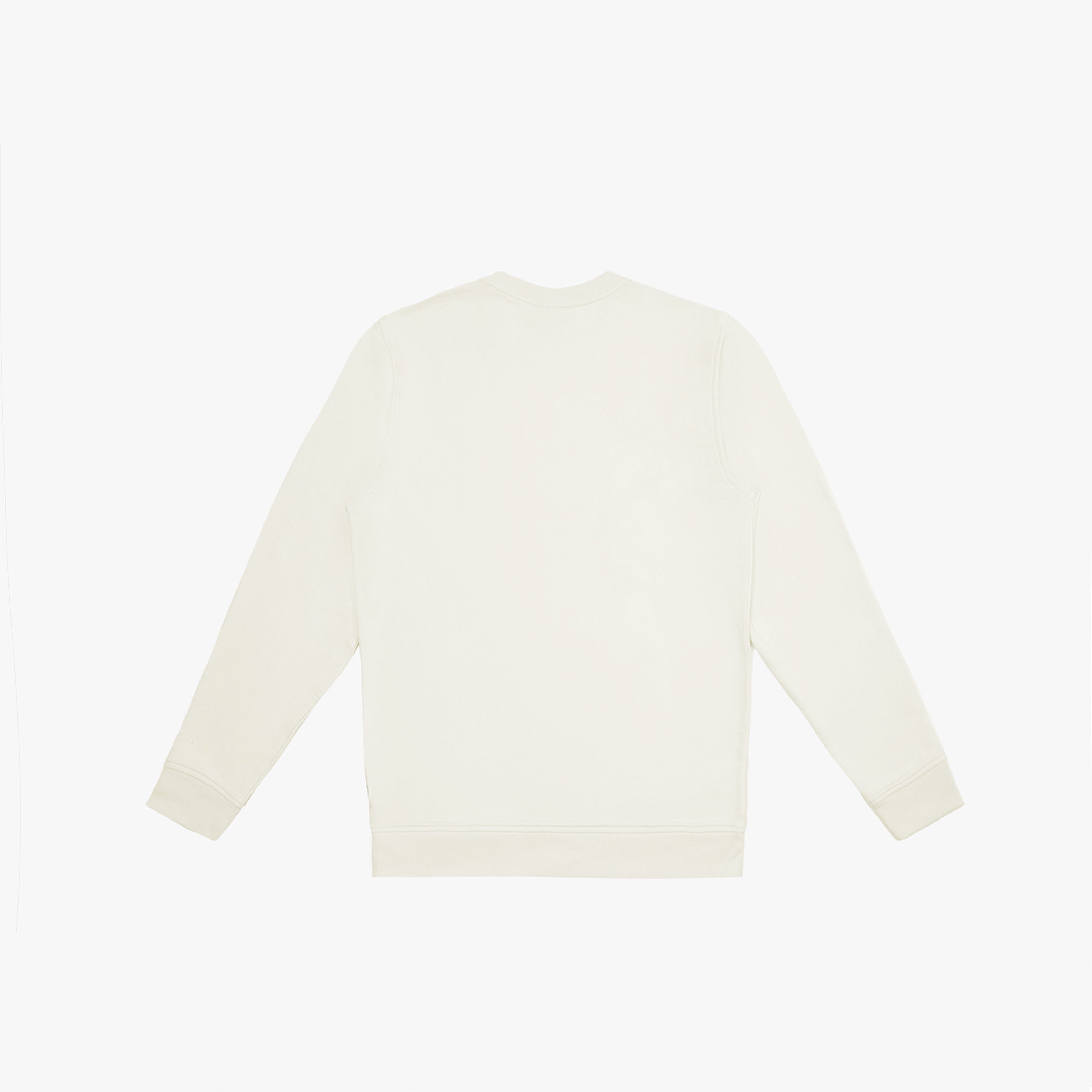 Back view of an ivory crewneck sweatshirt