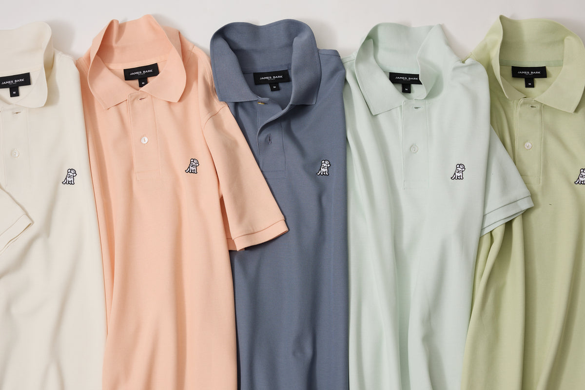 Pastel color polos lined-up next to each other
