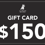 A $150 James Bark gift card with a black background and bold white text, featuring the brand logo at the top.