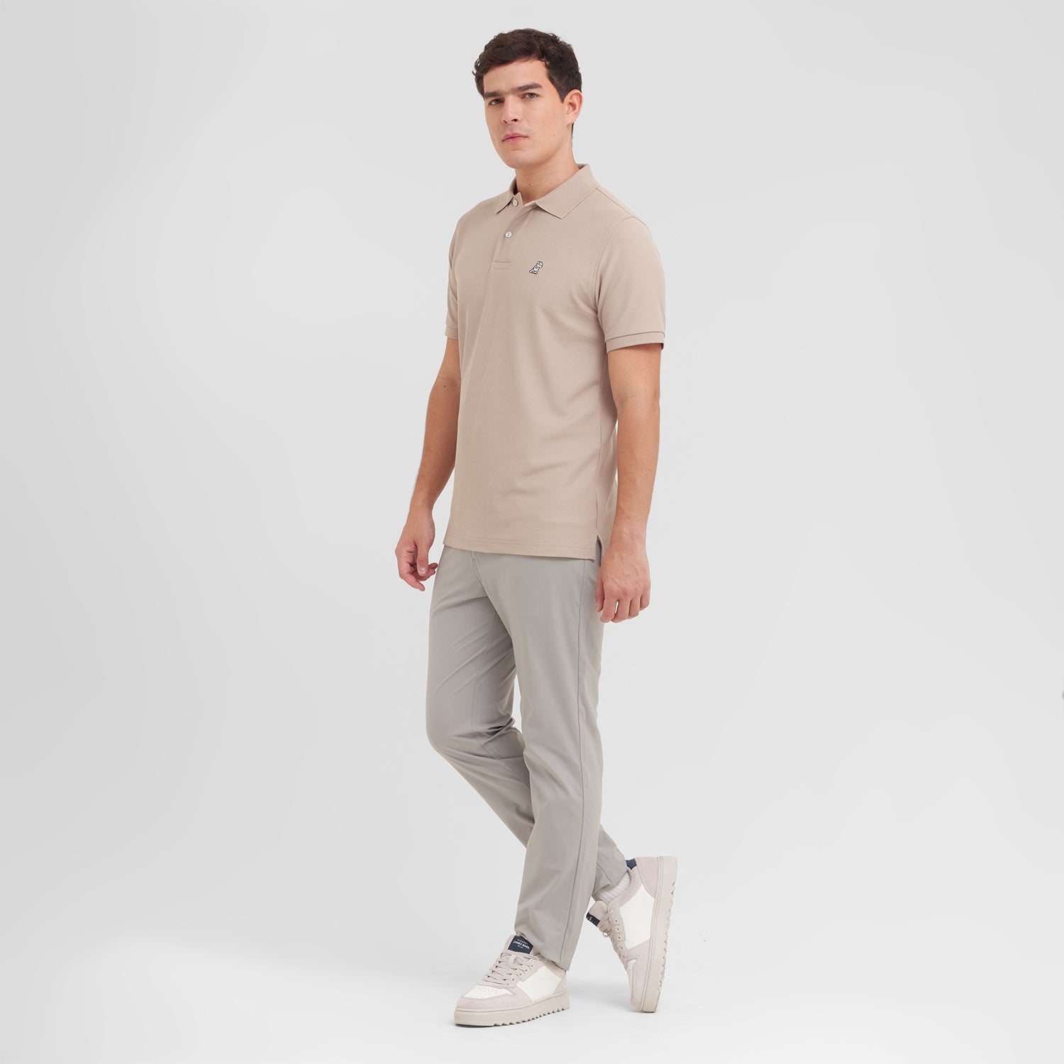 Men's Regular Fit Polo Shirt — Simply Taupe/White - JAMES BARK