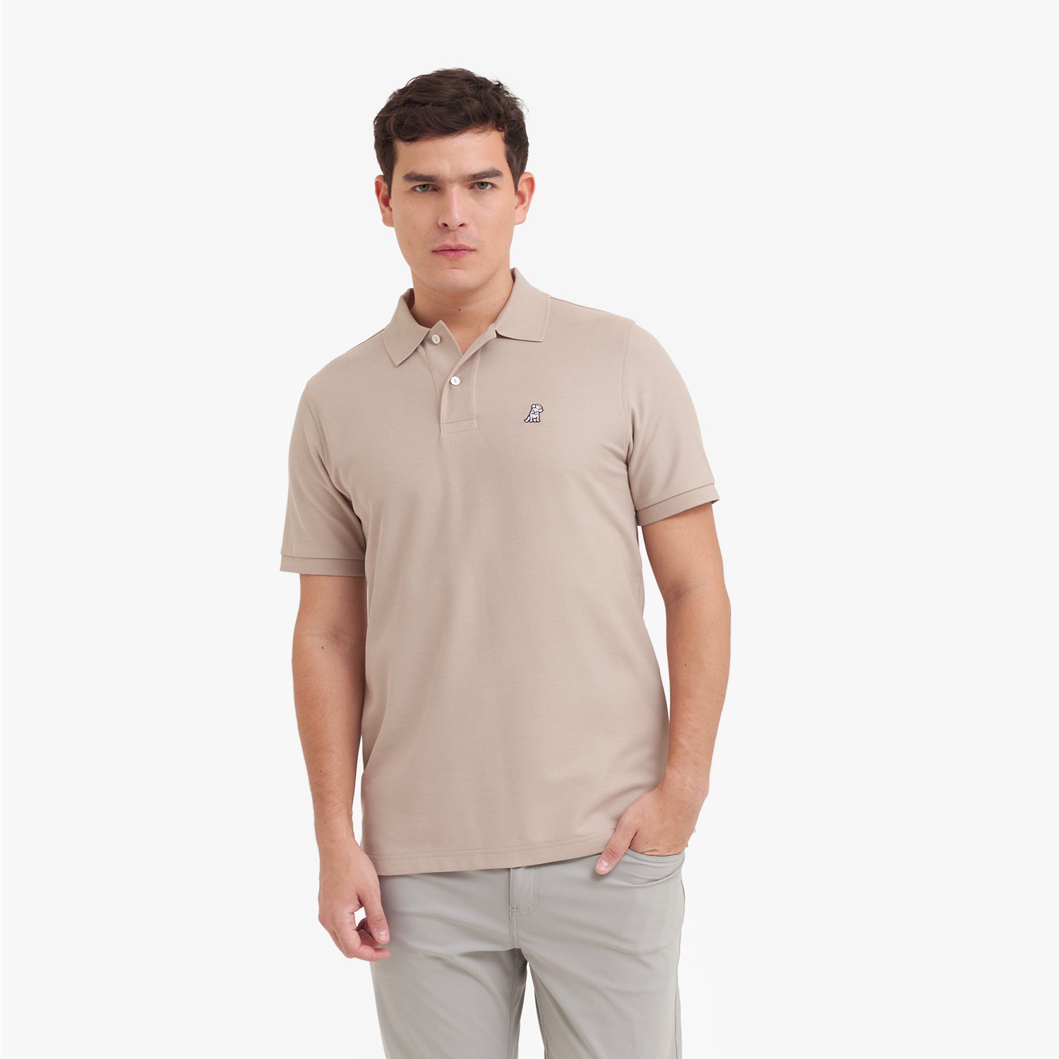 Men's Regular Fit Polo Shirt — Simply Taupe/White - JAMES BARK