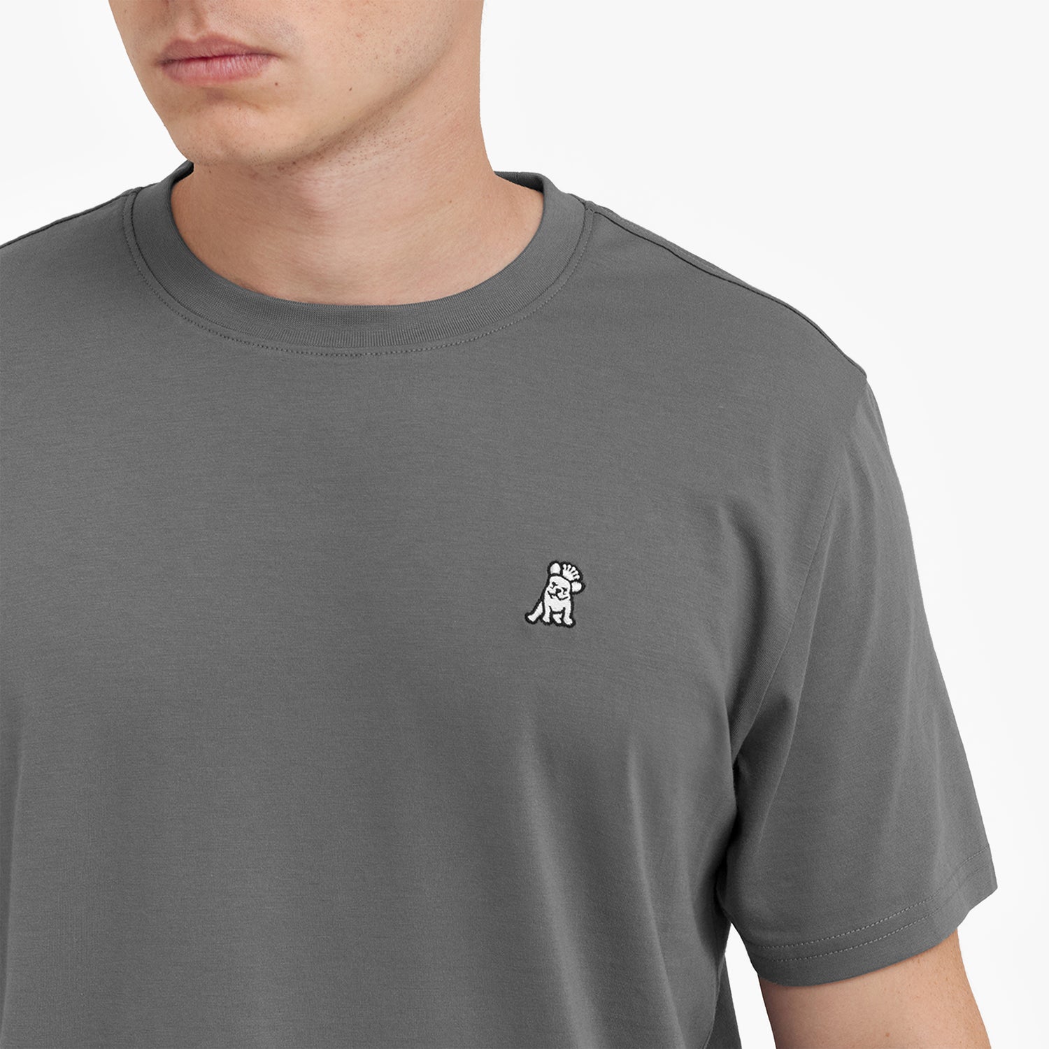 Men's Crew Neck Jersey T-Shirt — Quiet Shade/White - JAMES BARK