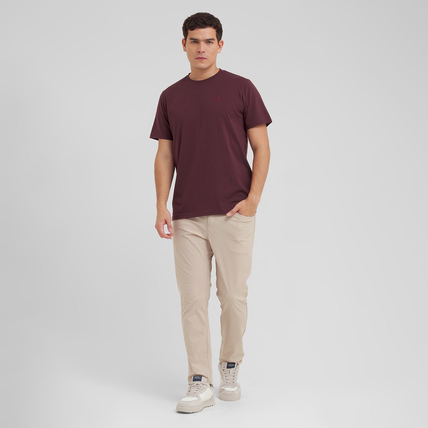 Men's Crew Neck Jersey T-Shirt — Tawny Port/Merlot - JAMES BARK