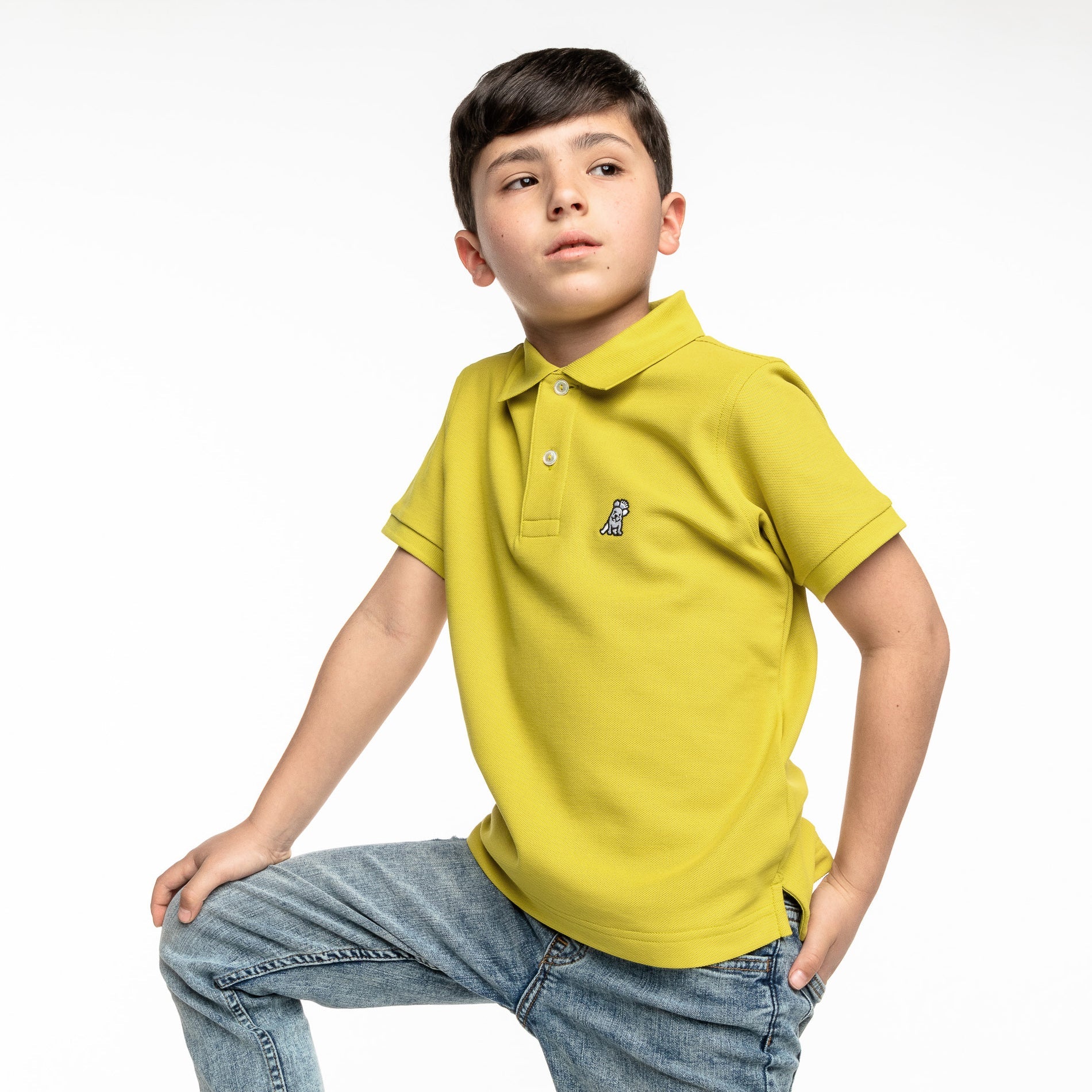 Kid's Apple Green Polo Shirt - White Bark - JAMES BARK