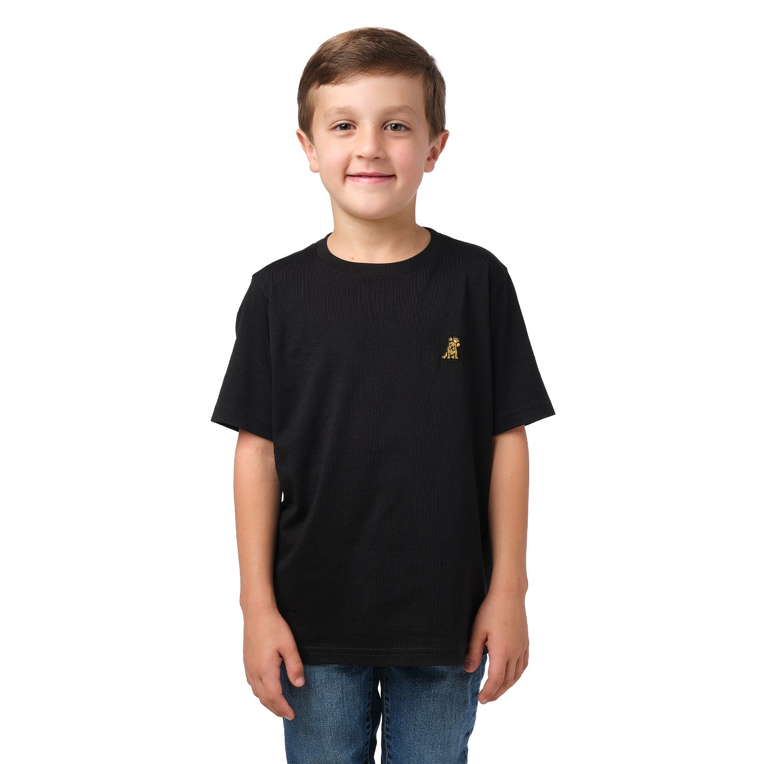 Kid's Black Crew Neck Jersey T-Shirt - Gold Bark - JAMES BARK