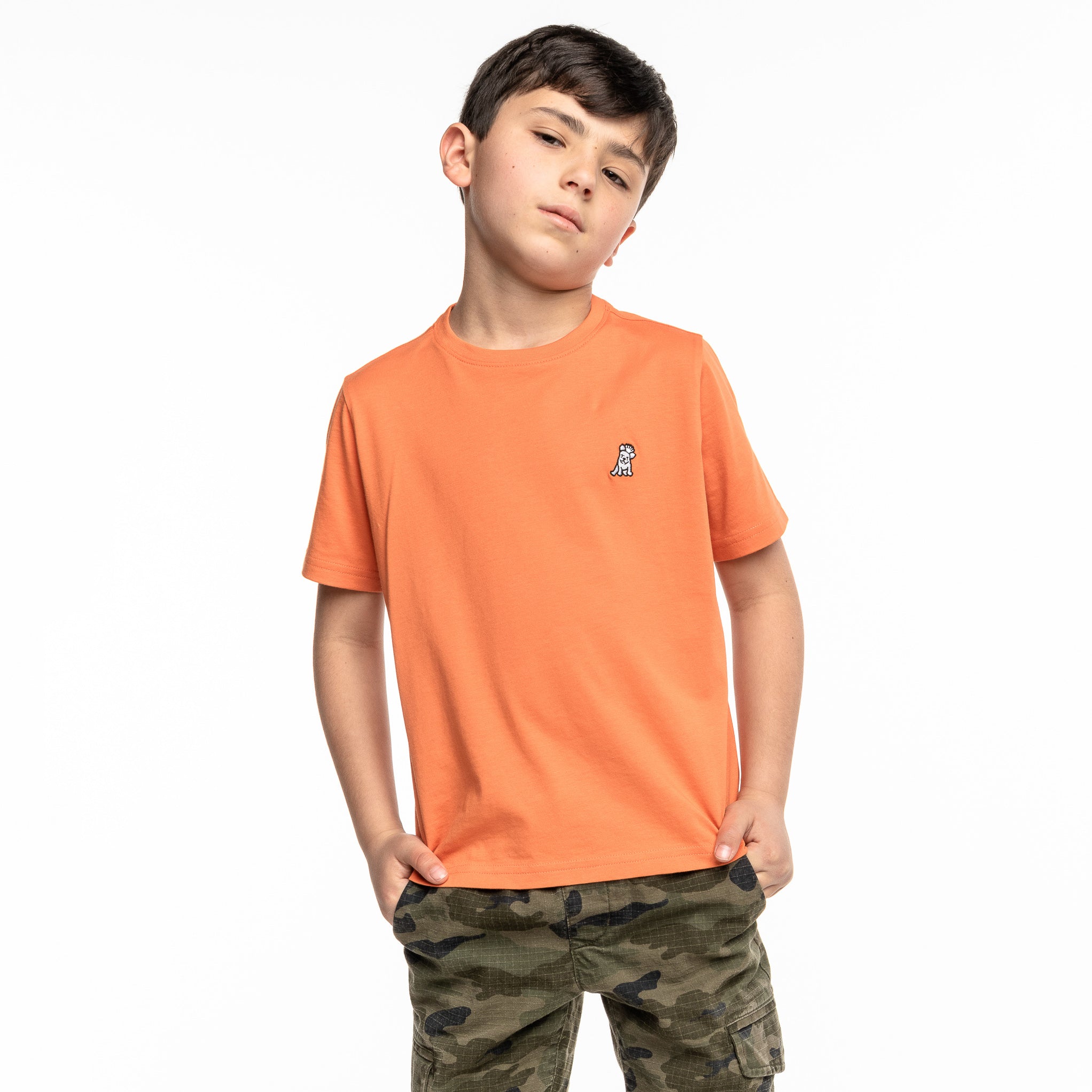 Kid's Jaffa Orange Crew Neck Jersey T-Shirt - White Bark - JAMES BARK