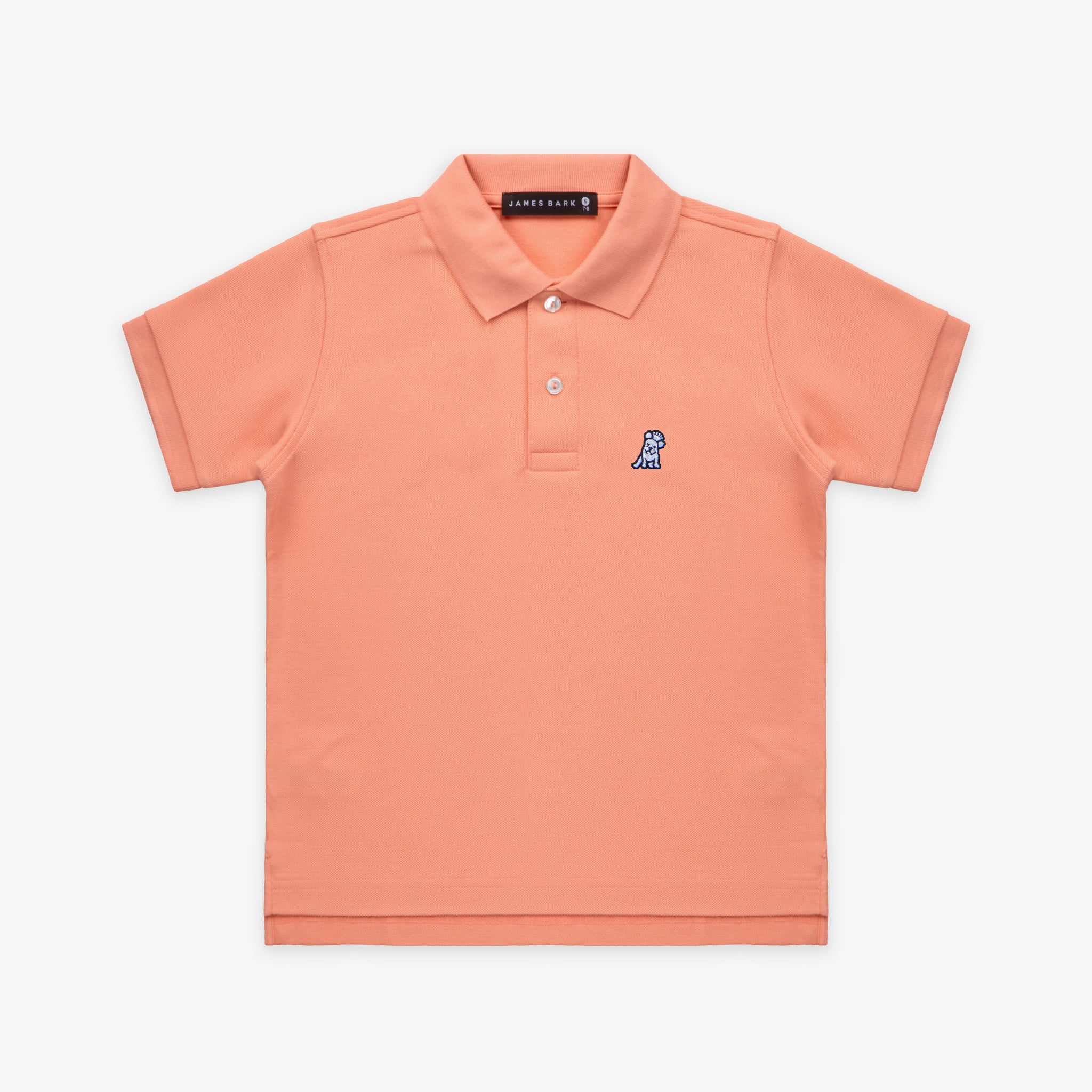 Kid's Peach Pink Polo Shirt - White Bark - JAMES BARK