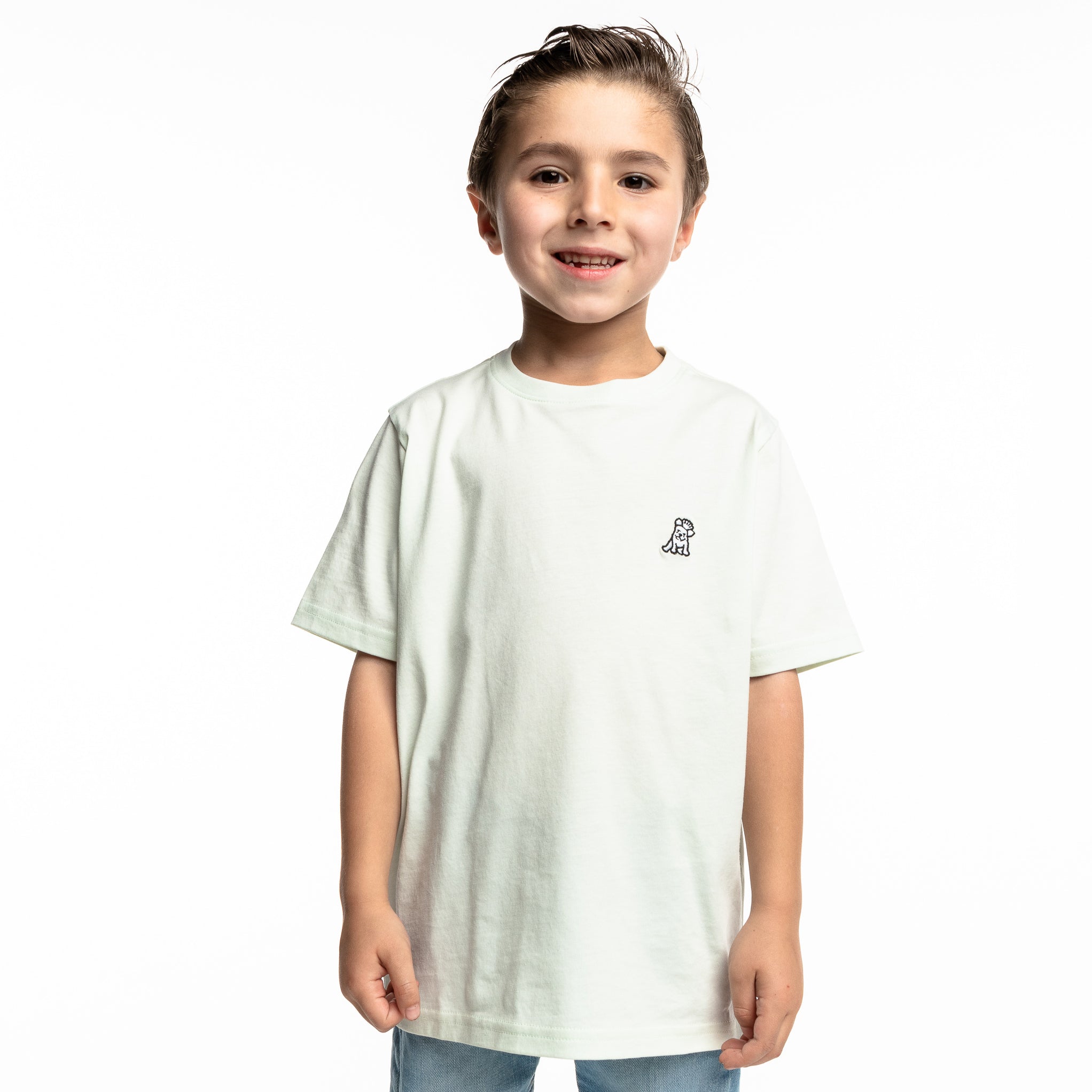 Kid's Phantom Green Crew Neck Jersey T-Shirt - White Bark - JAMES BARK