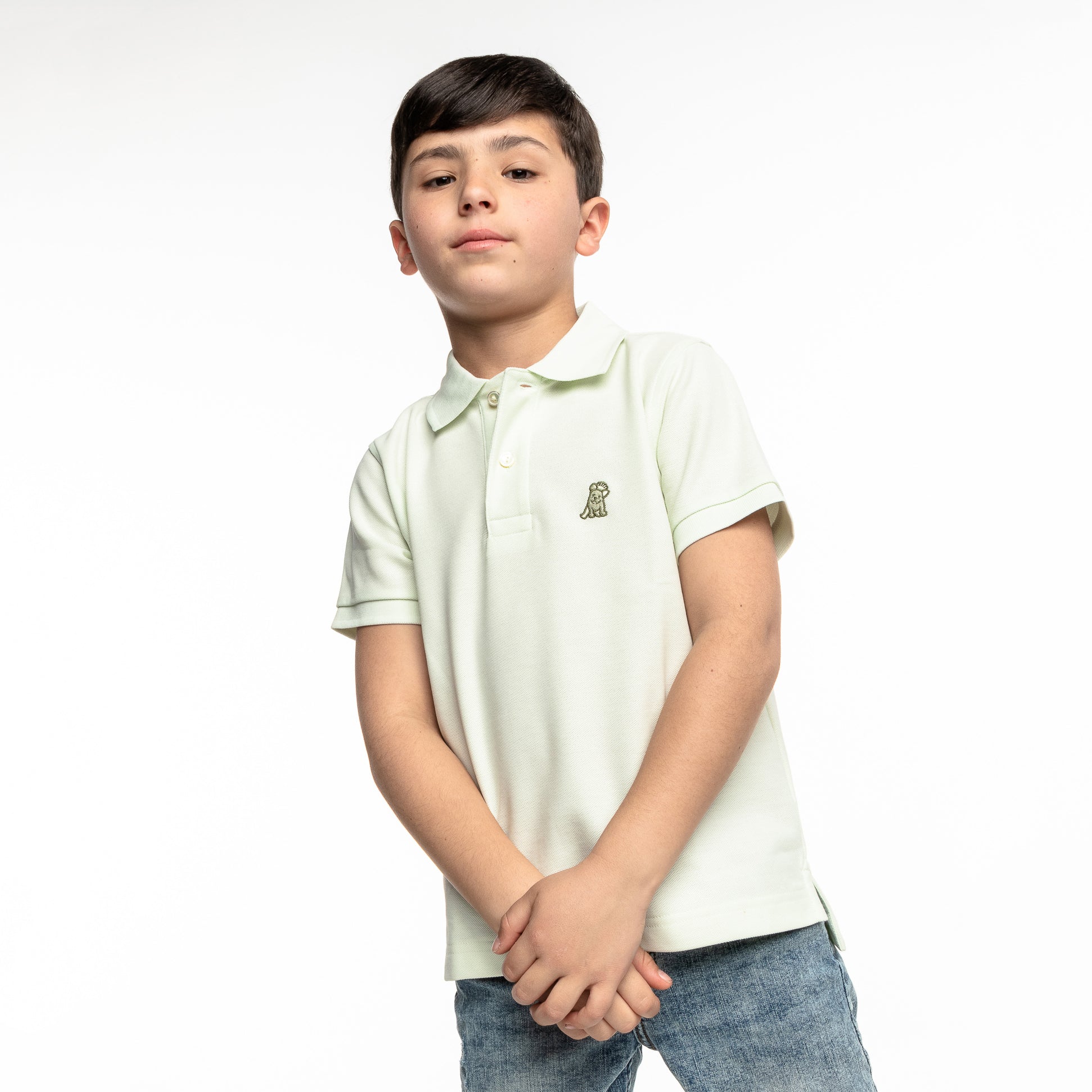 Kid's Phantom Green Polo Shirt - Mint Bark - JAMES BARK