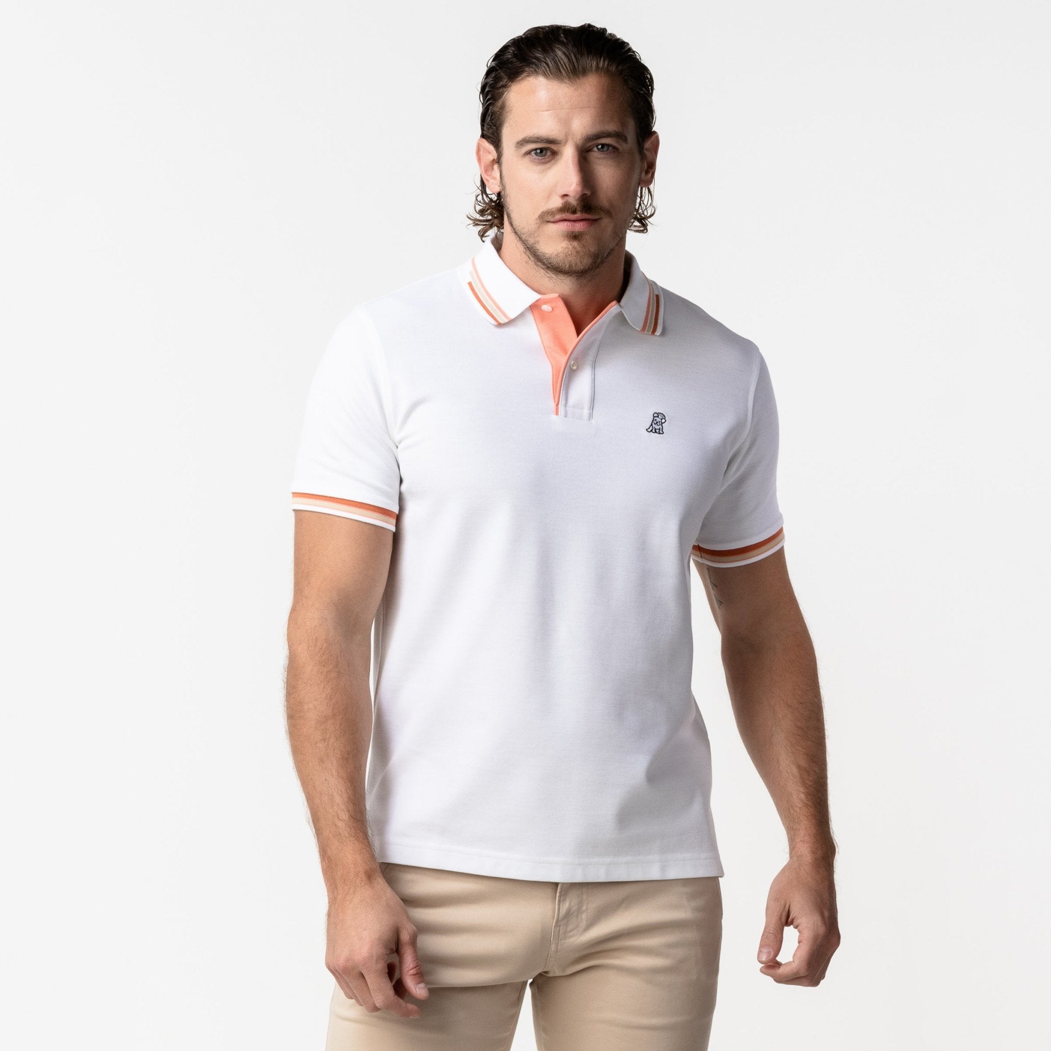 Men's Bean Contrast Stripe Polo Shirt - JAMES BARK