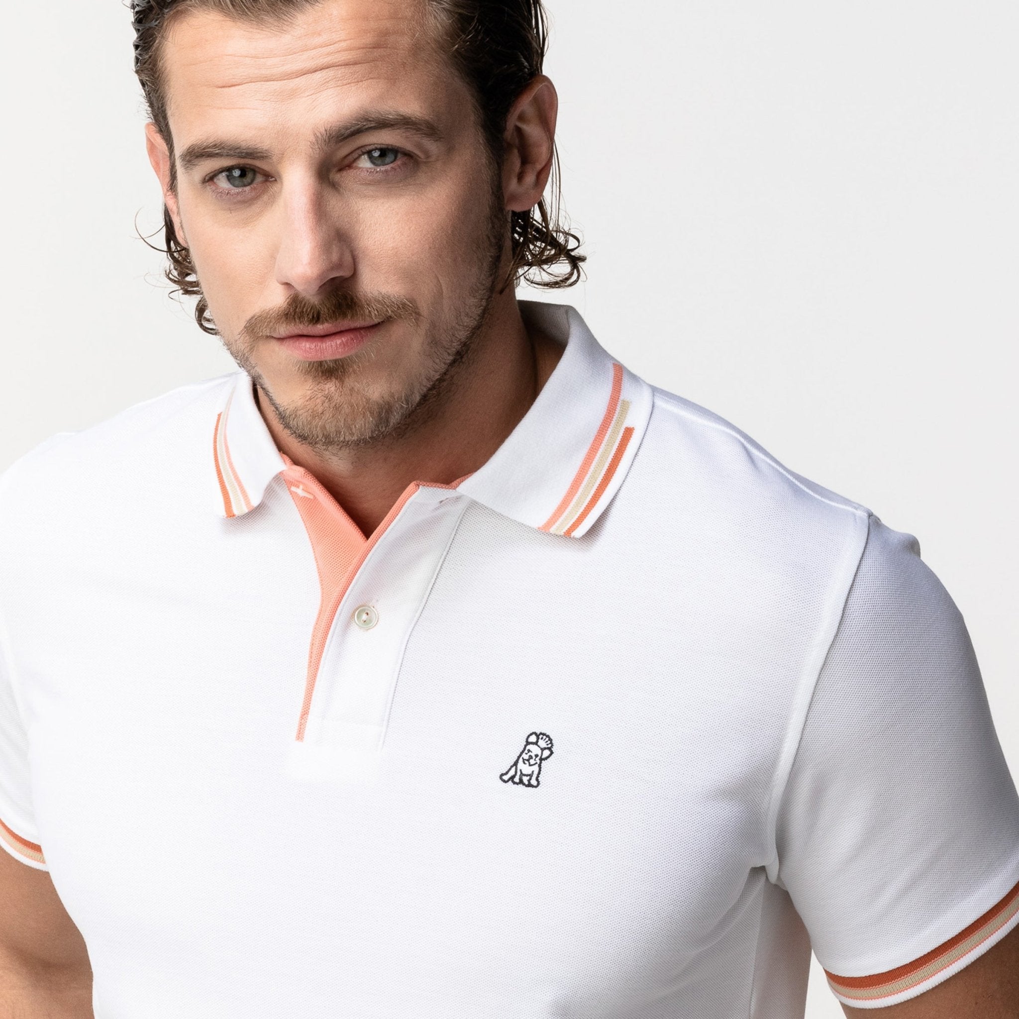 Men's Bean Contrast Stripe Polo Shirt - JAMES BARK