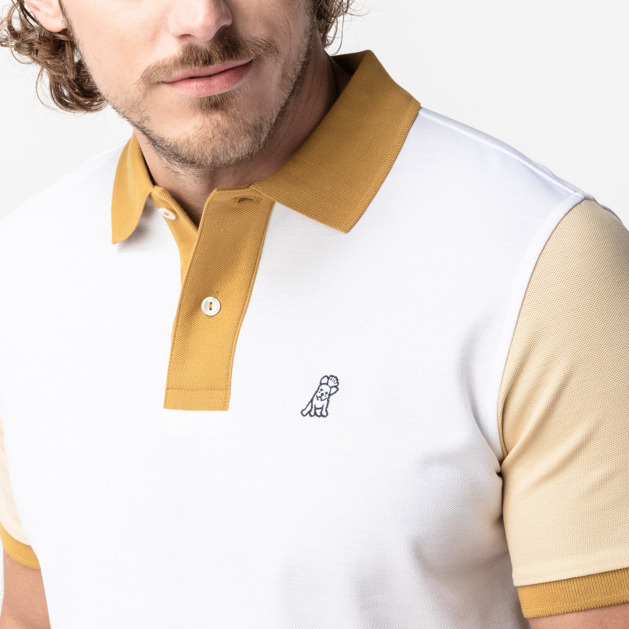 Men's Beige Sleeves and Neck Polo Shirt - JAMES BARK