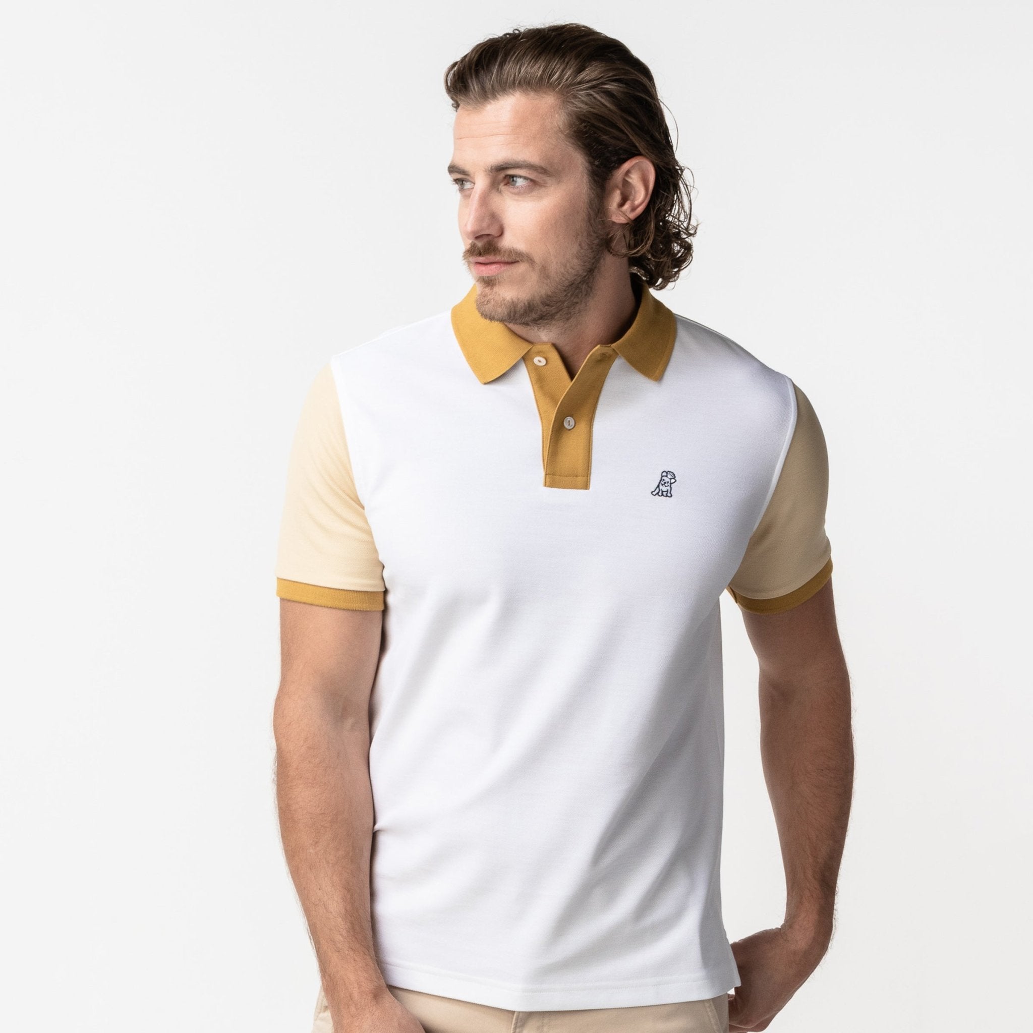 Men's Beige Sleeves and Neck Polo Shirt - JAMES BARK