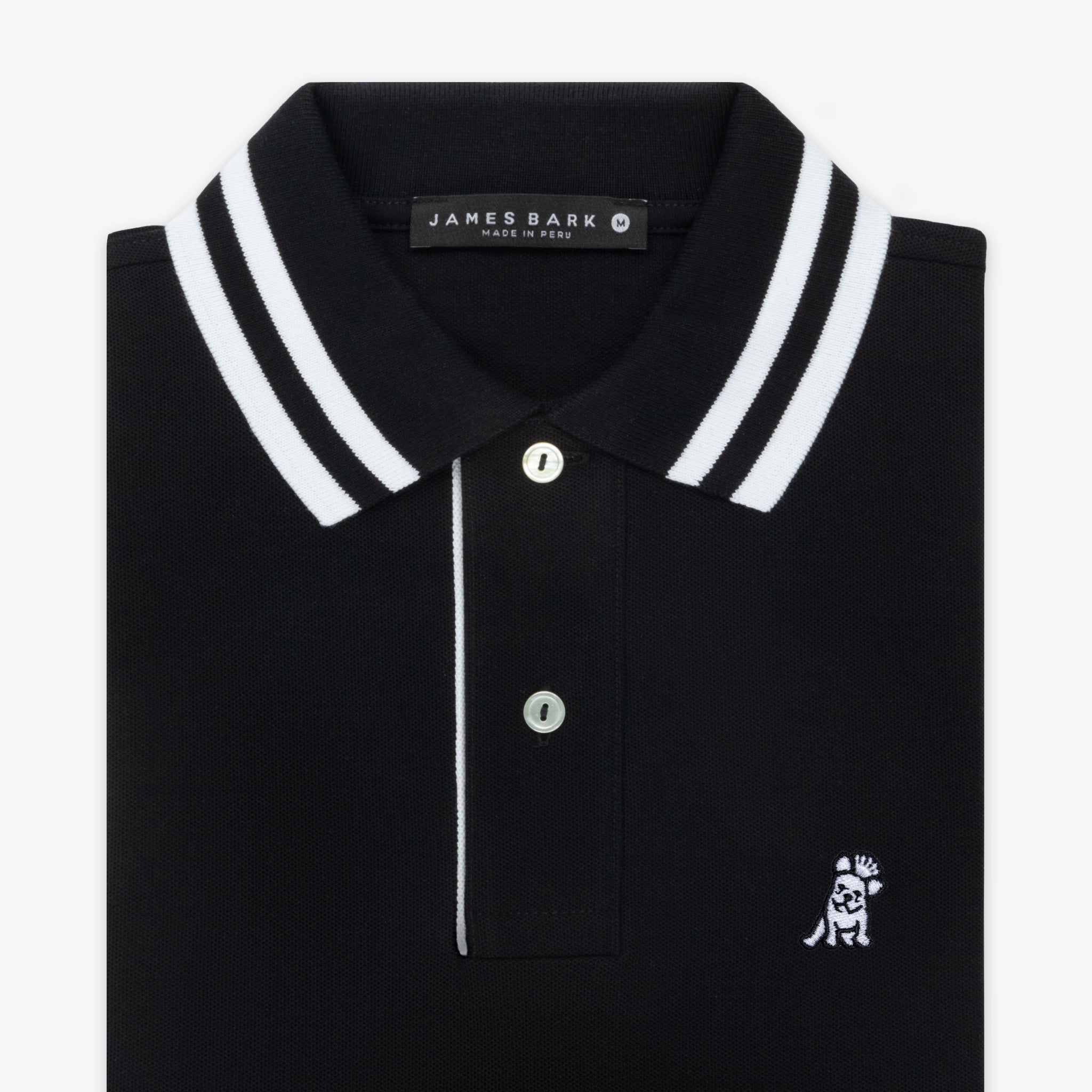 Men's Black Bold Stripe Collar Polo Shirt - JAMES BARK