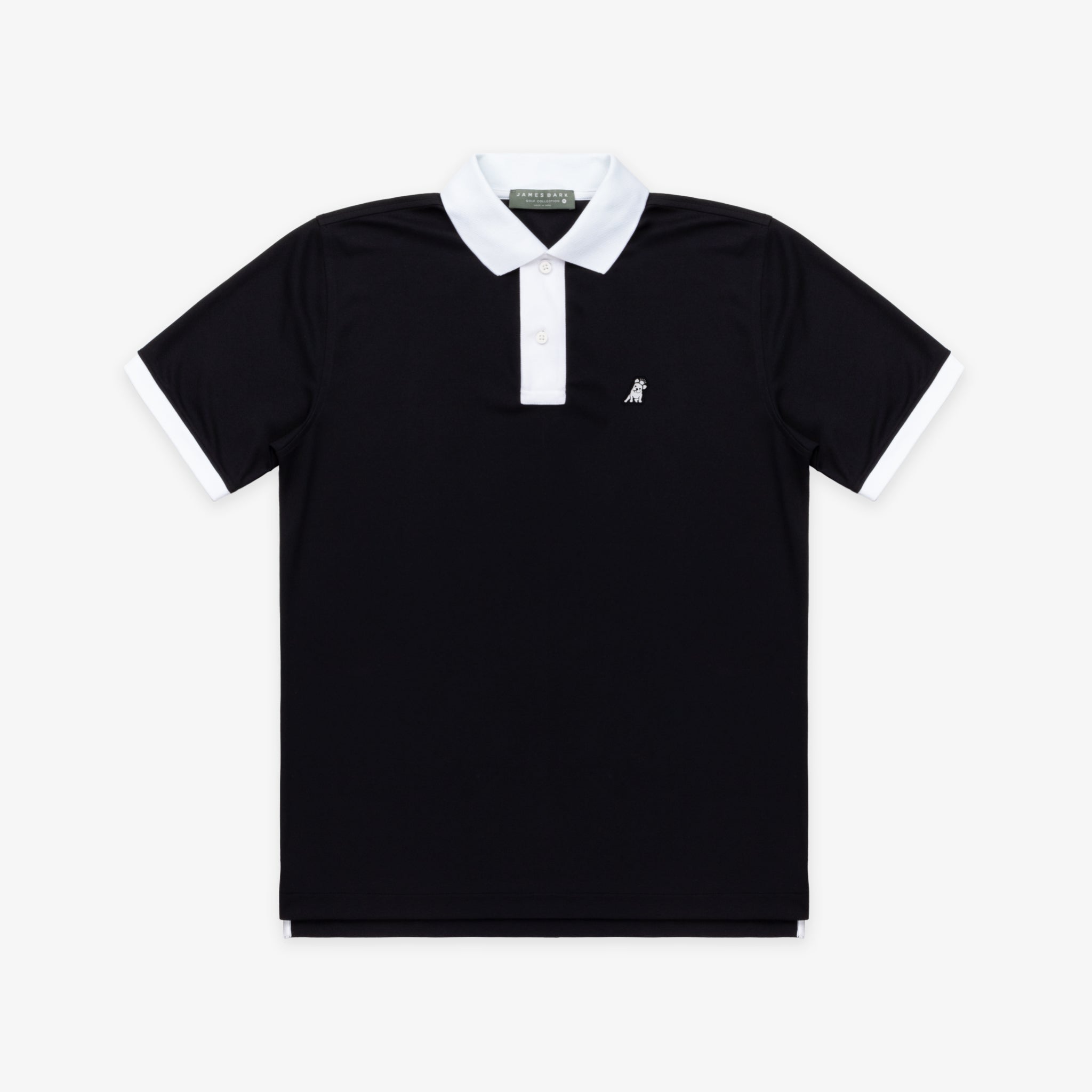 Men's Black Contrast Collar Golf Polo Shirt - JAMES BARK