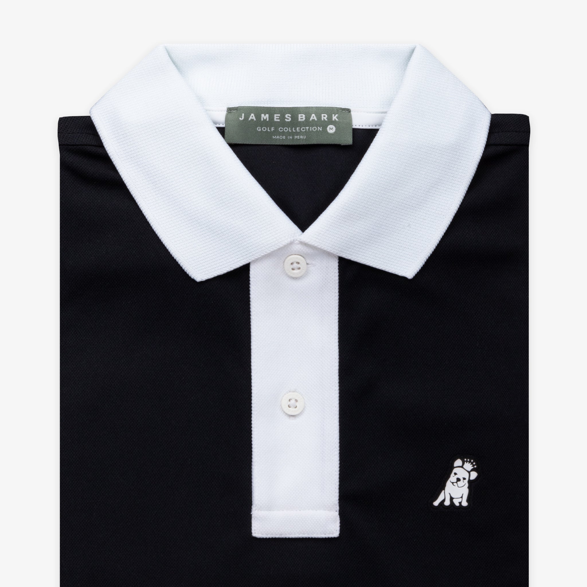 Men's Black Contrast Collar Golf Polo Shirt - JAMES BARK