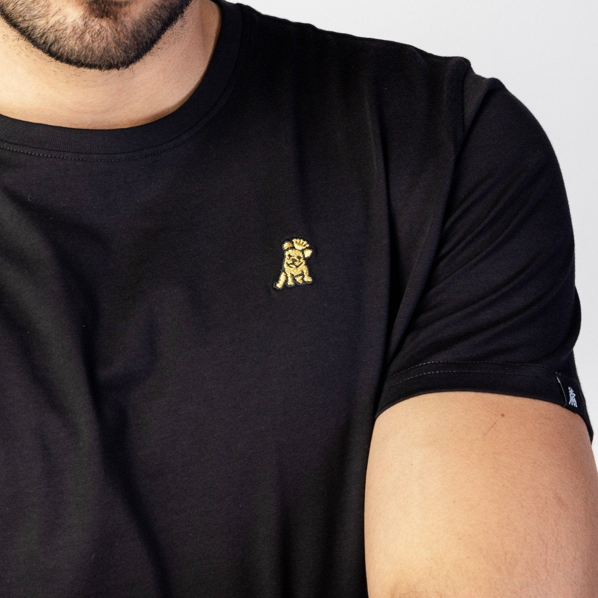 Men's Black Crew Neck Jersey T-Shirt - Gold Bark - jamesbark-usa