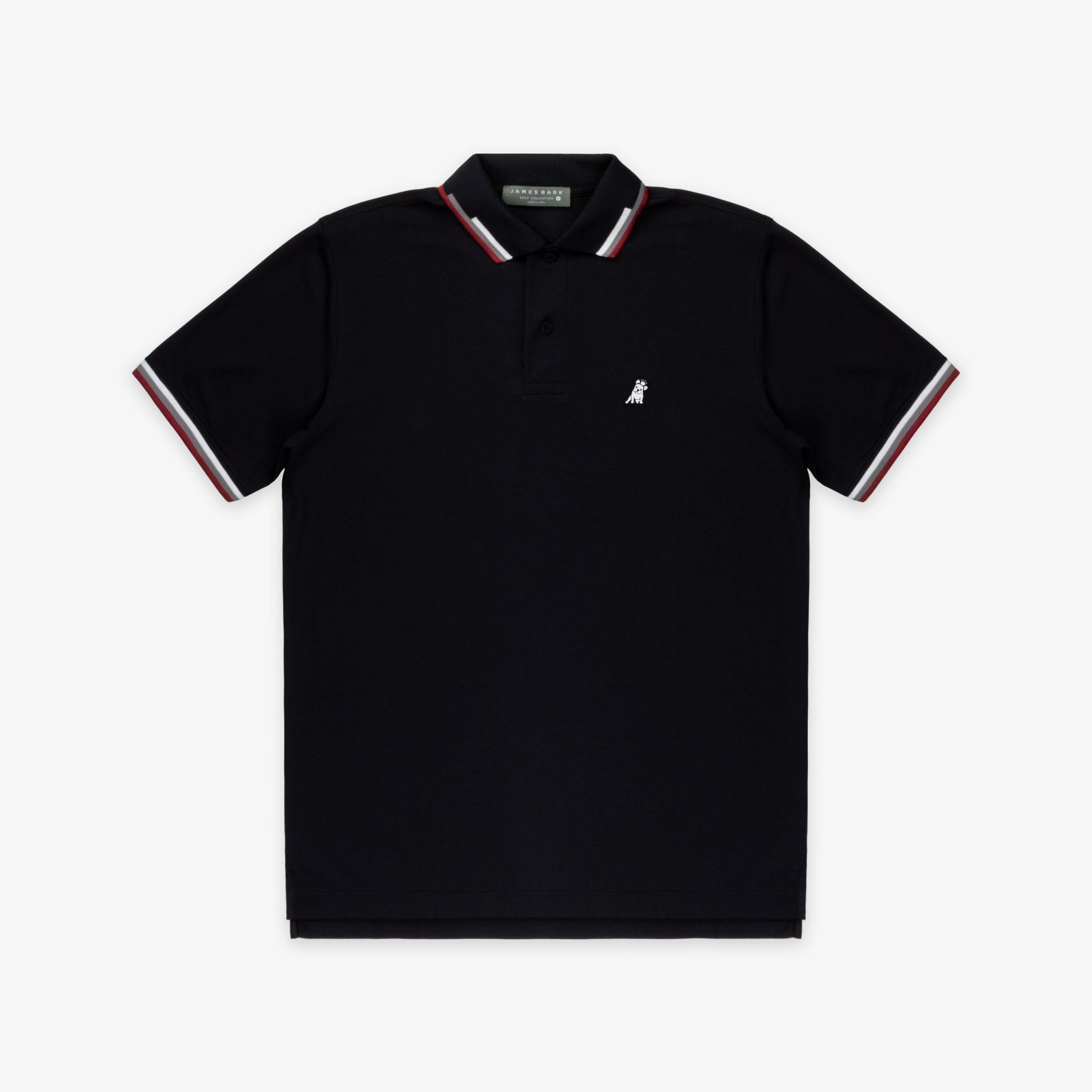Men's Black Lines Collar Golf Polo Shirt - JAMES BARK