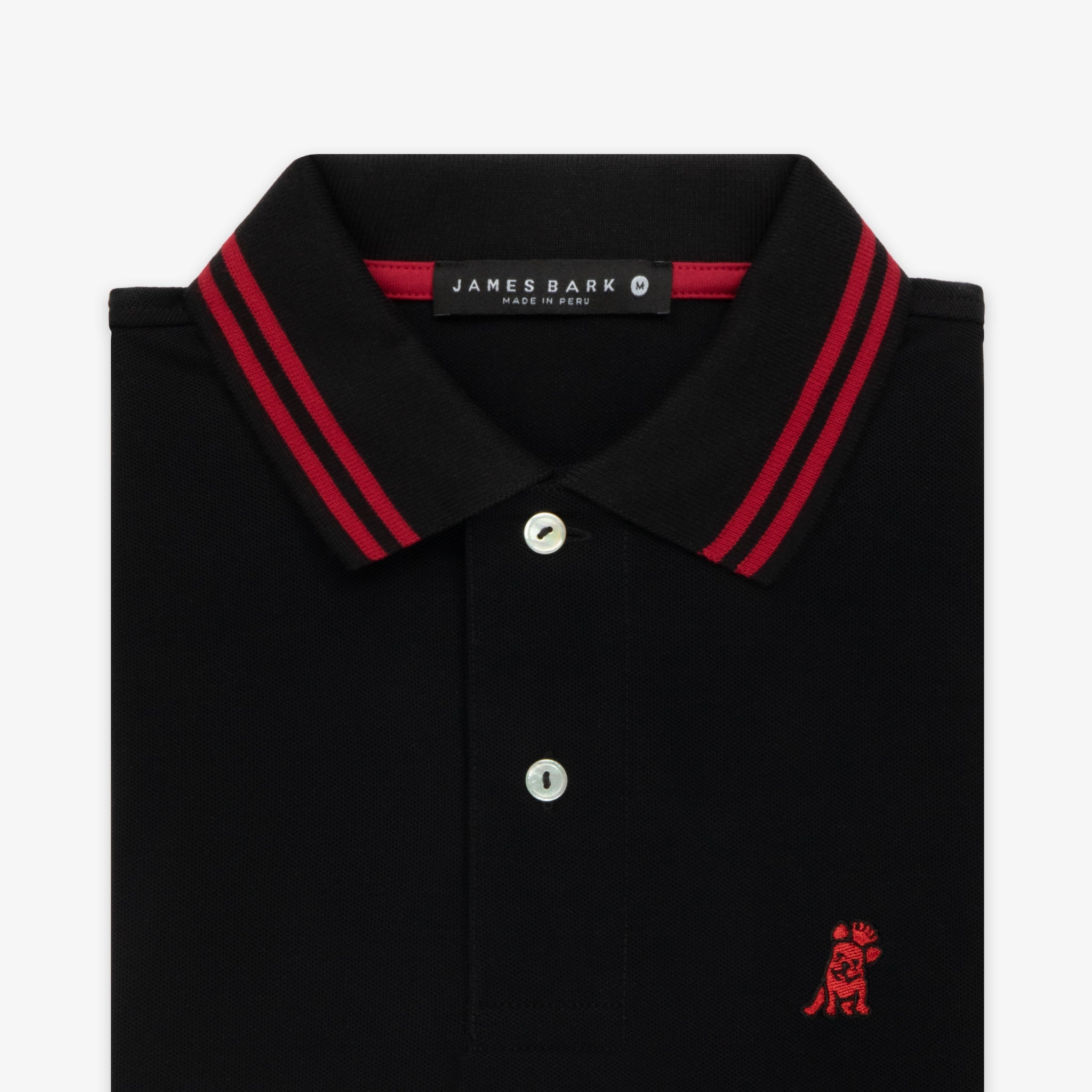 Men's Black Stripe Collar Polo Shirt - JAMES BARK