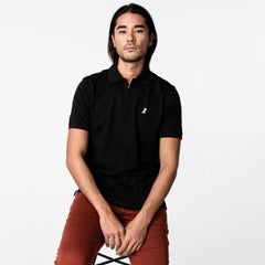 Men's Black Traveler Polo Shirt - White Bark - jamesbark-usa
