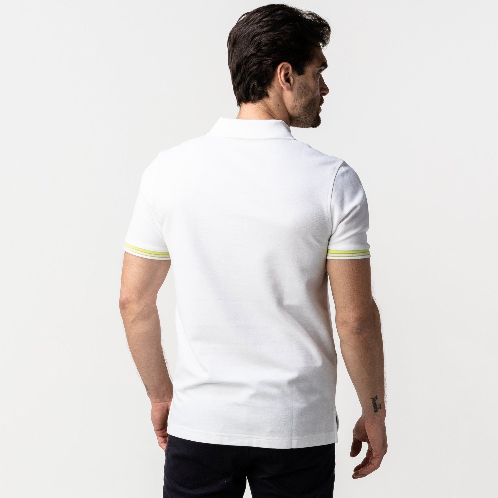 Men's Green Contrast Stripe Polo Shirt - JAMES BARK